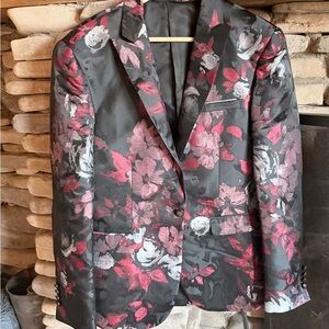 Floral Black and Red Blazer
